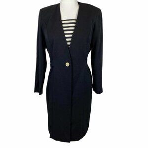 Taurus II Dress Womens‎ 6 Petite Black Nautical Button Front Career Made USA VTG
